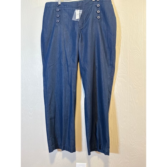 Talbots • NWT Sailor Button Straight Leg Pants Dark Wash Denim Size 16W - Picture 5 of 12